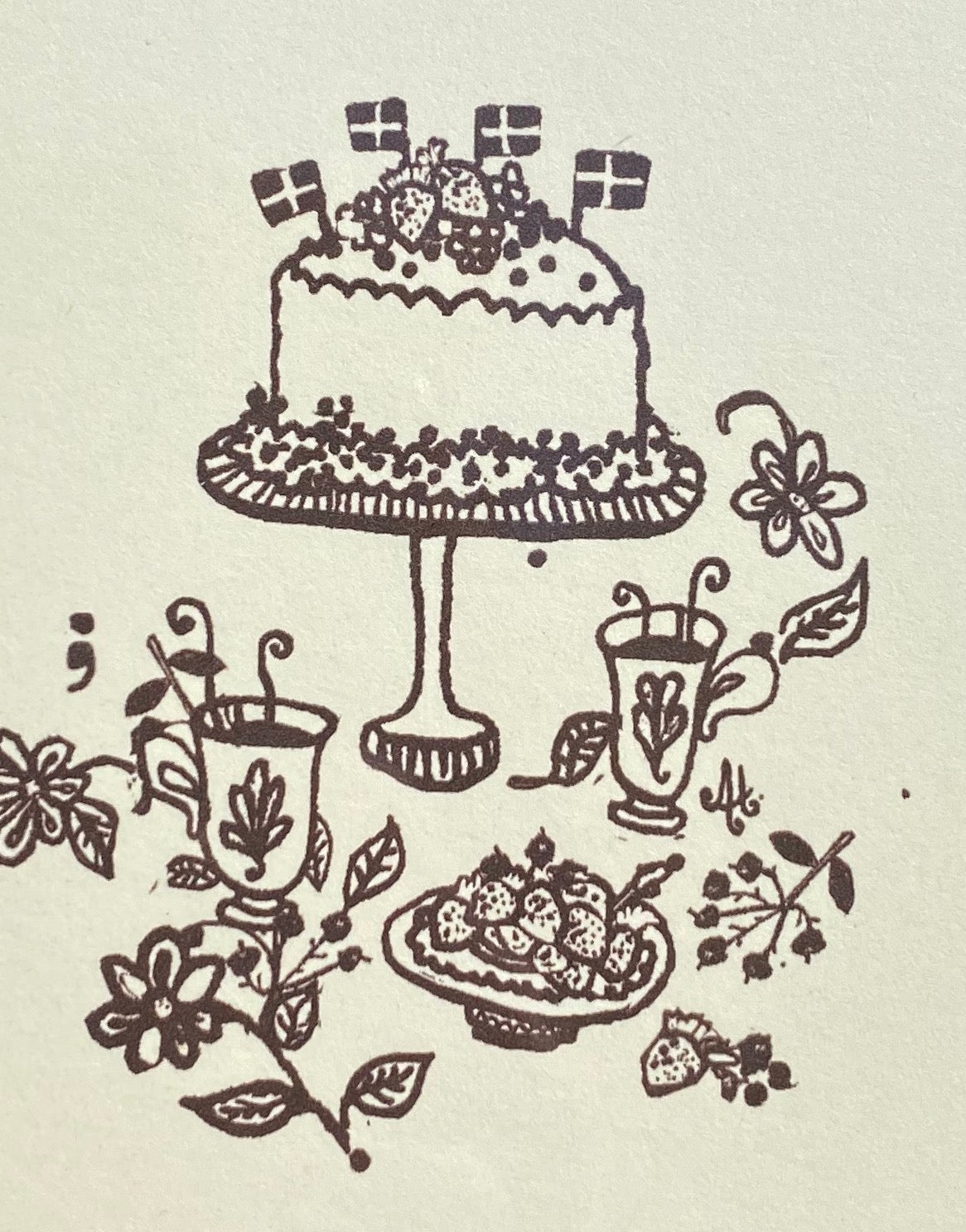 JORDBÆR-KAGE ~ greeting card