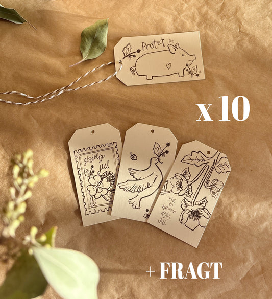 NYHED: "Til & Fra" kort + FRAGT (10 stk blandet)