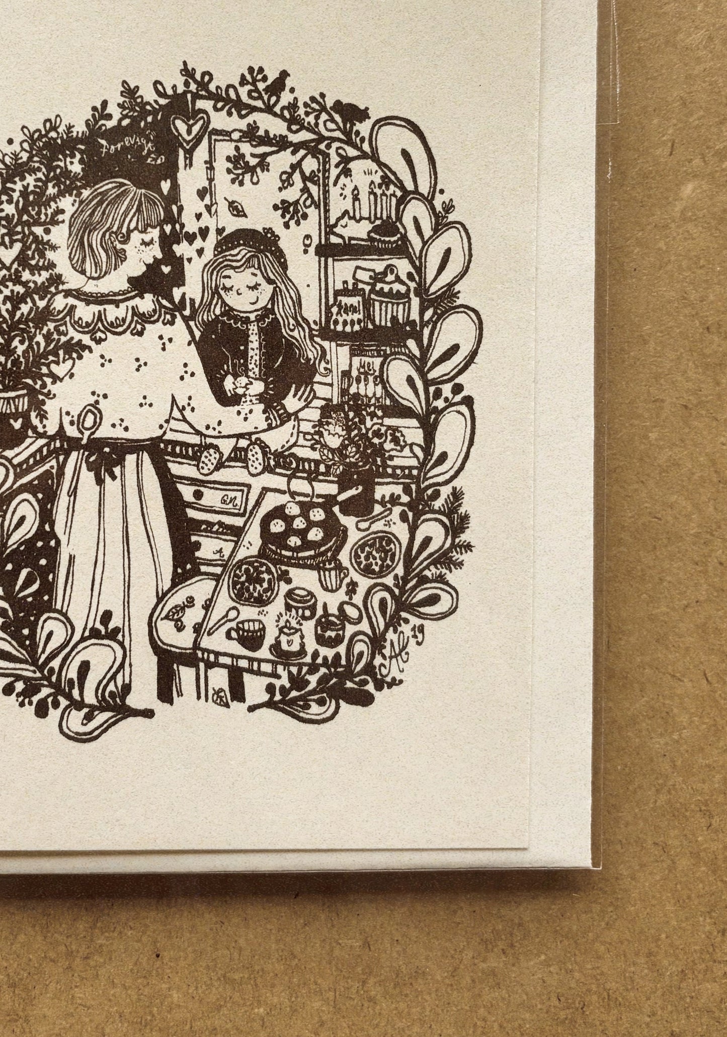 "ÆBLESKIVER HOS FARMOR" ~ A6 christmas greeting card